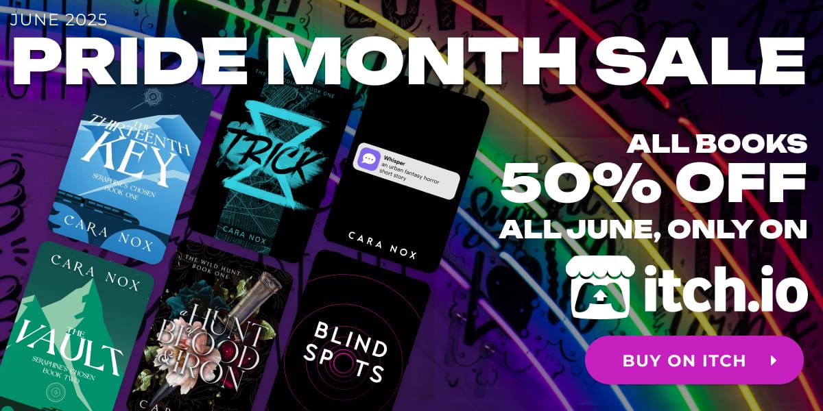 June 2025 - Pride Month Sale - All books 50% off for all of June, only on itch.io